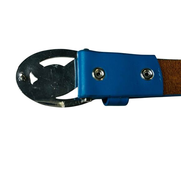 Puma Blue Leather Golf Belt Silver Buckle XL 110cm 1.5" Wide - Picture 3 of 10